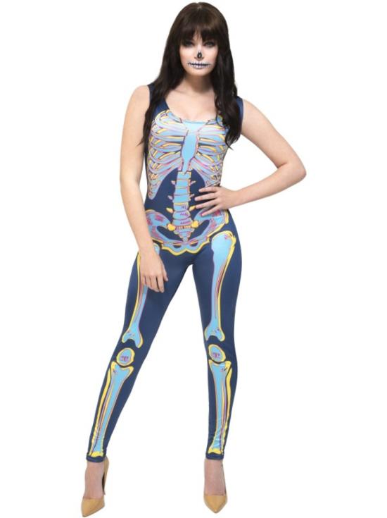 Disfraz de esqueleto multicolor fever para mujer