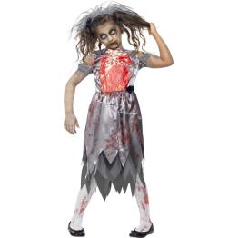 Disfraz de novia zombie para niña