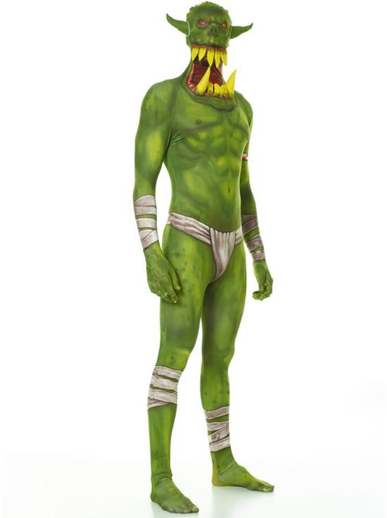 Disfraz de orco aterrador verde Morphsuit infantil