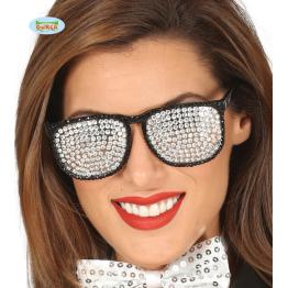 Gafas plateadas con brillantes incrustados