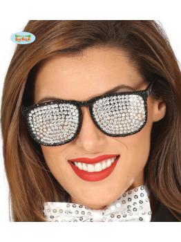 Gafas plateadas con brillantes incrustados