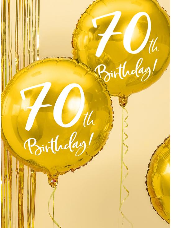 Globo 70 th Birthday dorado (45 cm)