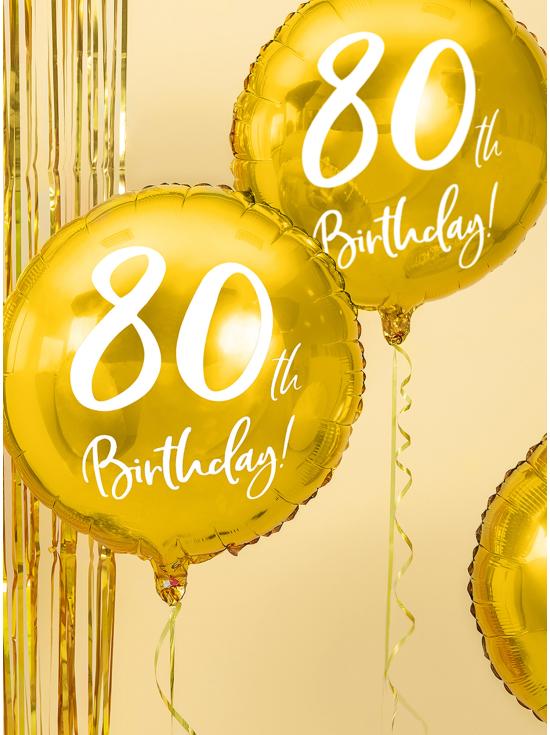 Globo 80 th Birthday dorado (45 cm)