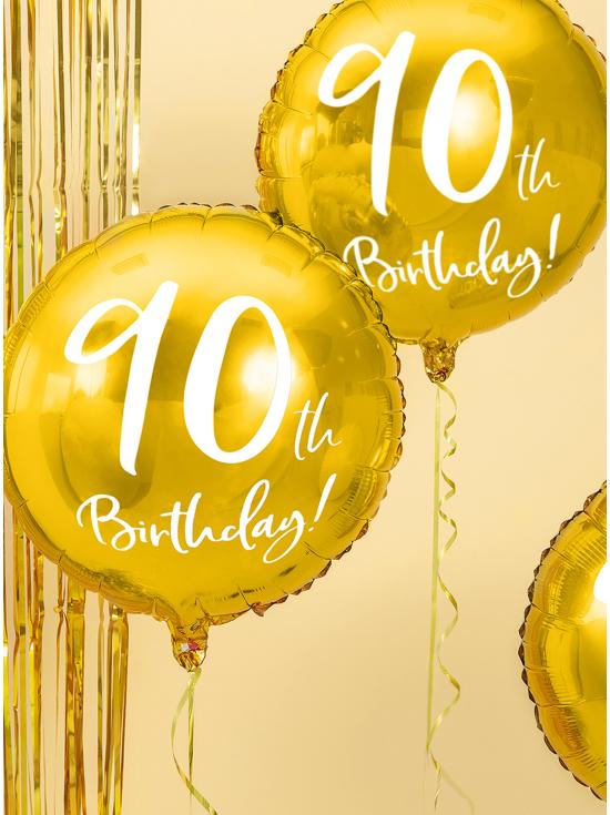Globo 90 th Birthday dorado (45 cm)