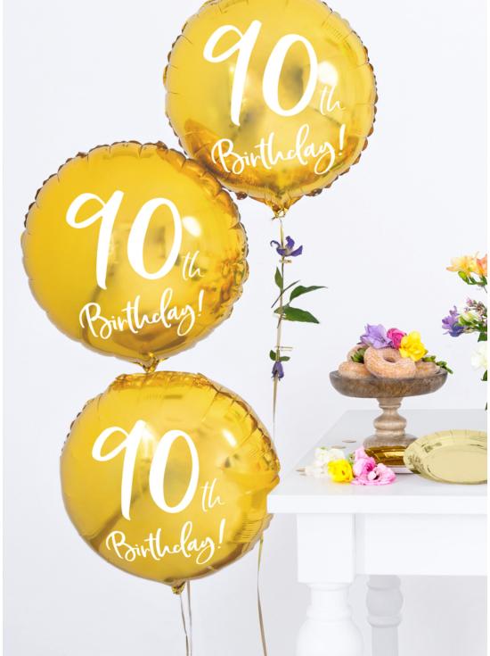 Globo 90 th Birthday dorado (45 cm)