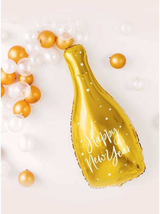 Globo de foil botella "Happy New Year" (32x82 cm)