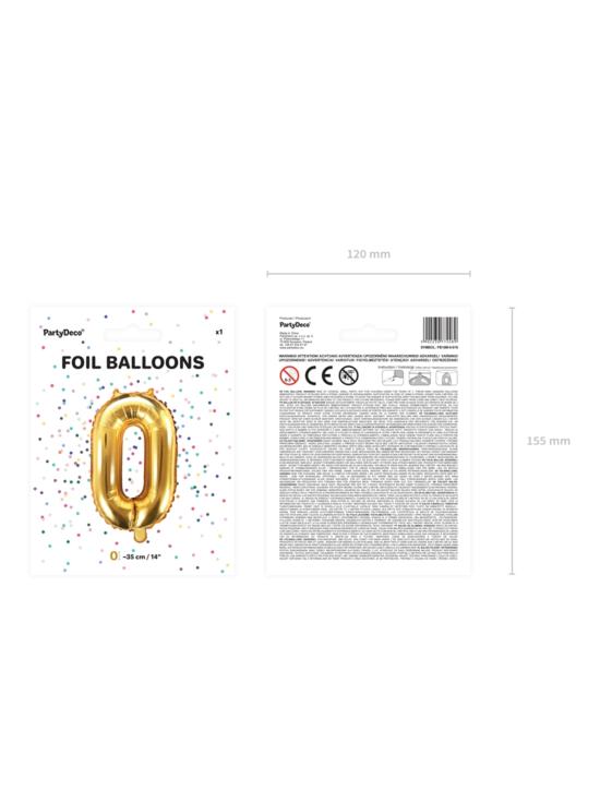 Globo foil "0" dorado (35 cm)