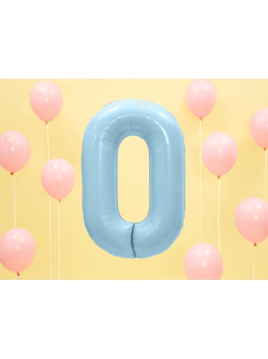 Globo foil "0" en azul claro 86 cm