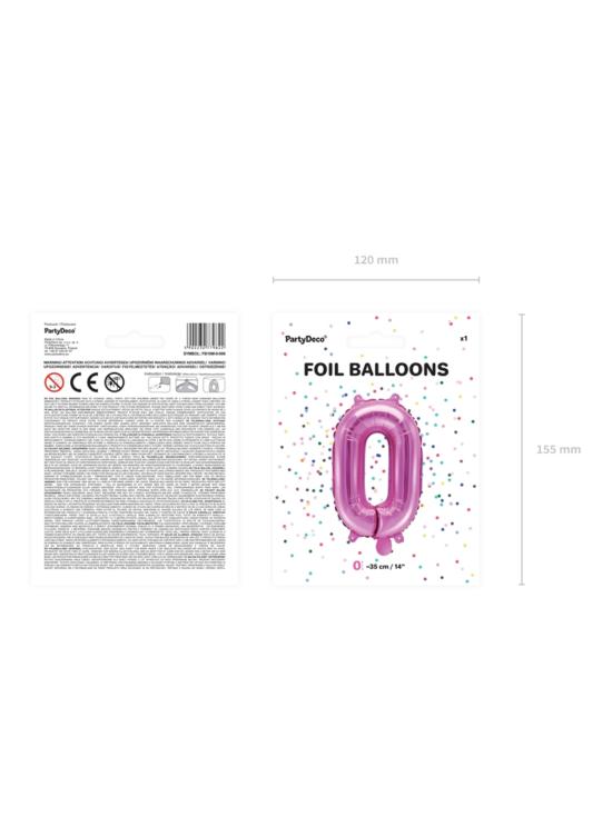 Globo foil "0" rosa oscuro (35 cm)