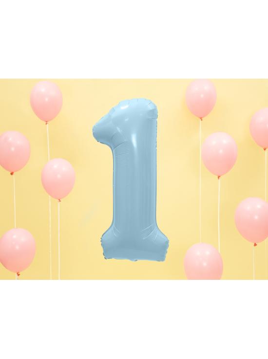 Globo foil "1" en azul claro 86 cm