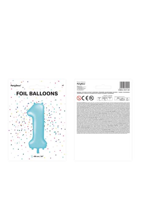 Globo foil "1" en azul claro 86 cm