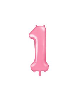 Globo foil "1" en rosa 86 cm