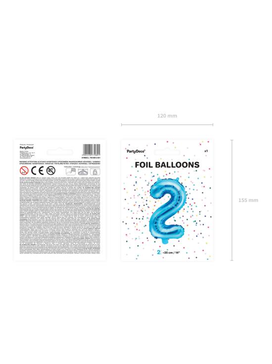 Globo foil "2" azul