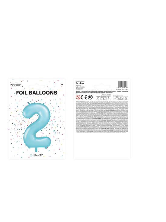 Globo foil "2" en azul claro 86 cm
