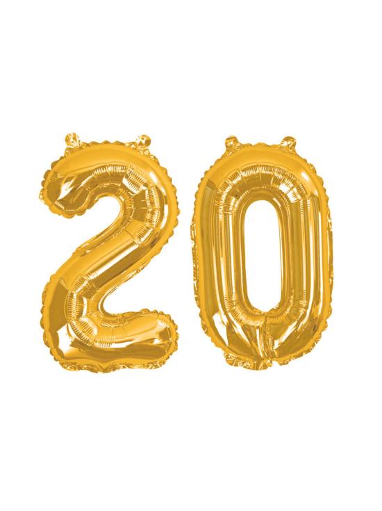 Globo foil "20" en dorado - Glitz & Glamour Black & Gold 40cm