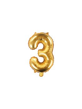 Globo foil "3" dorado (35 cm)