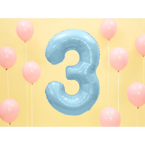 Globo foil "3" en azul claro 86 cm