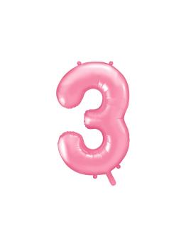 Globo foil "3" en rosa 86 cm