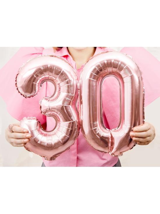 Globo foil "3" oro rosa (35 cm)
