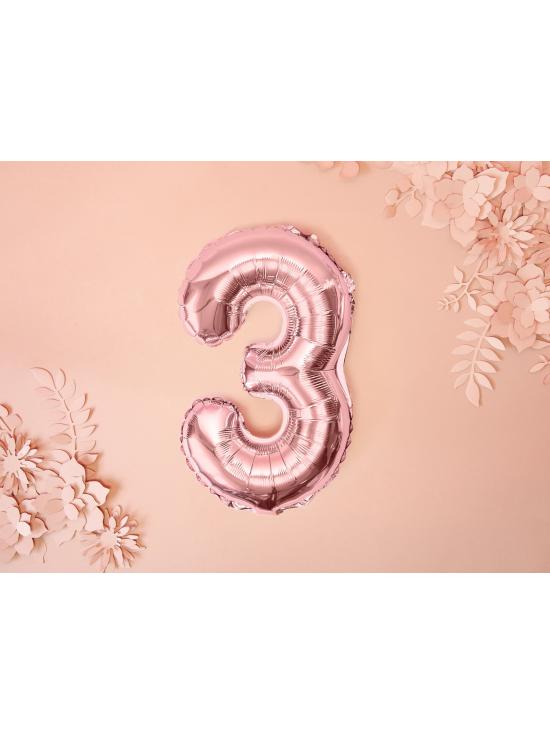 Globo foil "3" oro rosa (35 cm)