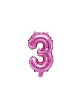 Globo foil "3" rosa oscuro
