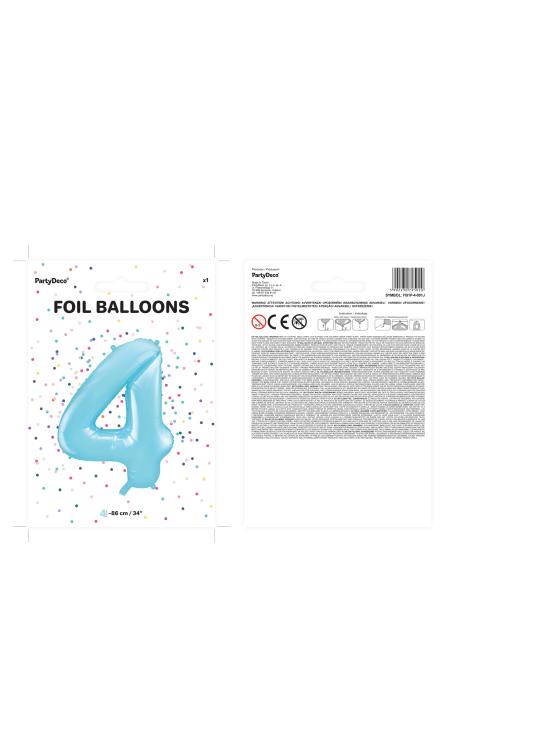Globo foil "4" en azul claro 86 cm