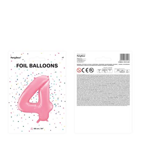 Globo foil "4" en rosa 86 cm