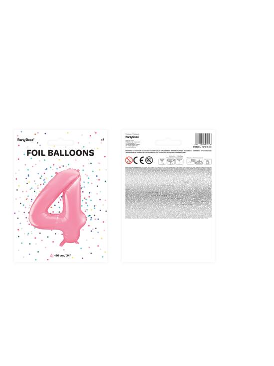 Globo foil "4" en rosa 86 cm