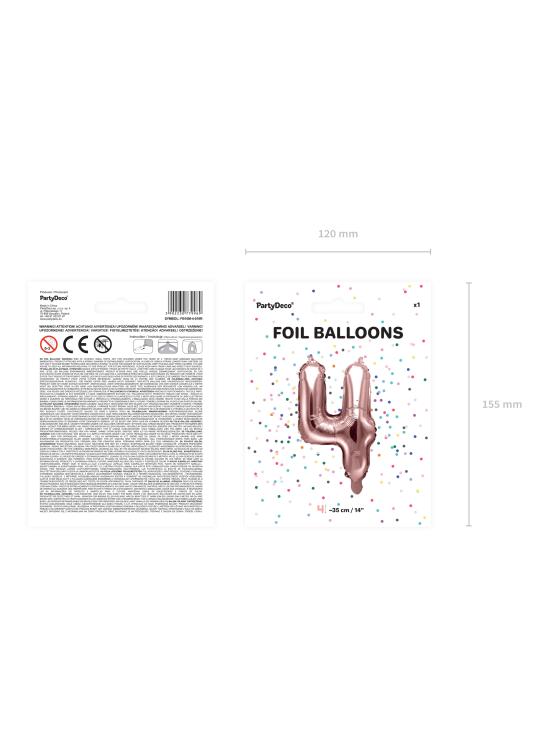 Globo foil "4" oro rosa (35 cm)