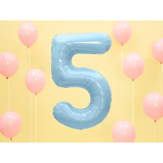 Globo foil "5" en azul claro 86 cm