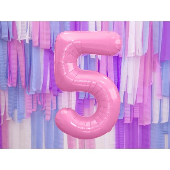 Globo foil "5" en rosa 86 cm