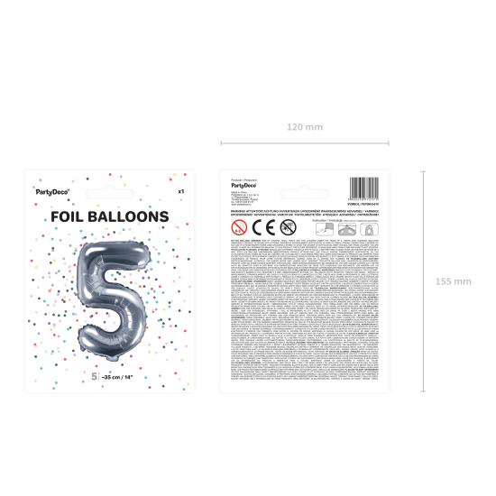 Globo foil "5" plateado