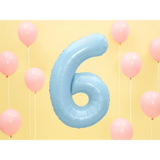 Globo foil "6" en azul claro 86 cm