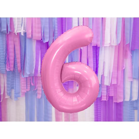 Globo foil "6" en rosa 86 cm
