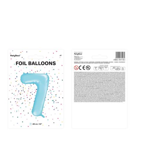 Globo foil "7" en azul claro 86 cm