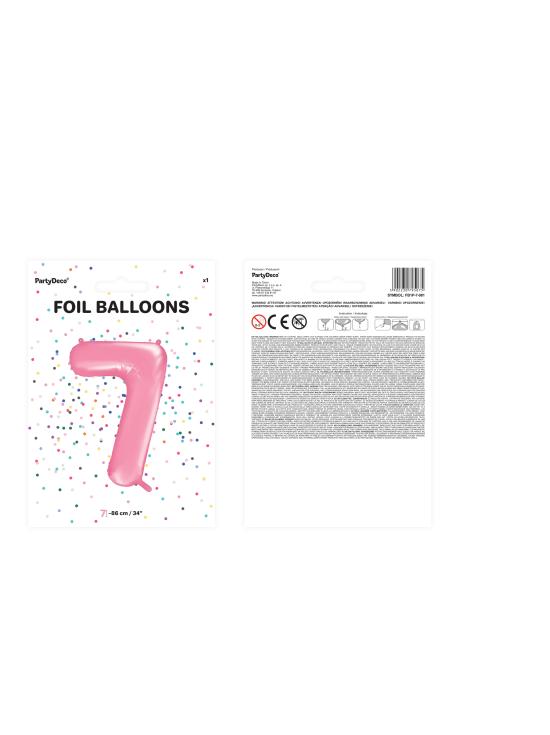 Globo foil "7" en rosa 86 cm