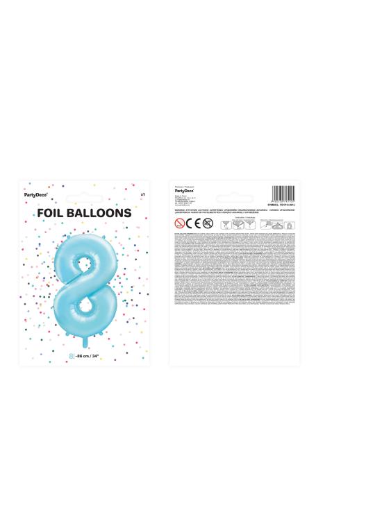 Globo foil "8" en azul claro 86 cm