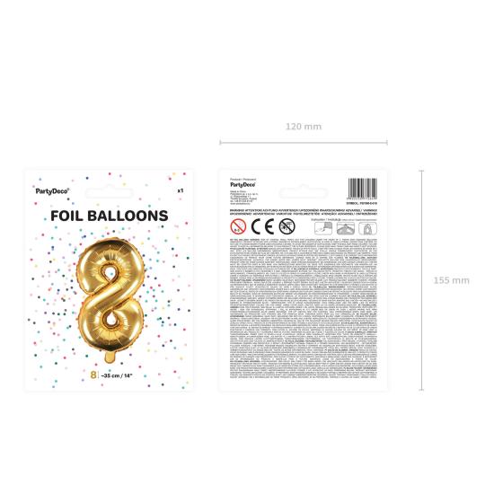 Globo foil "8" en dorado 35 cm
