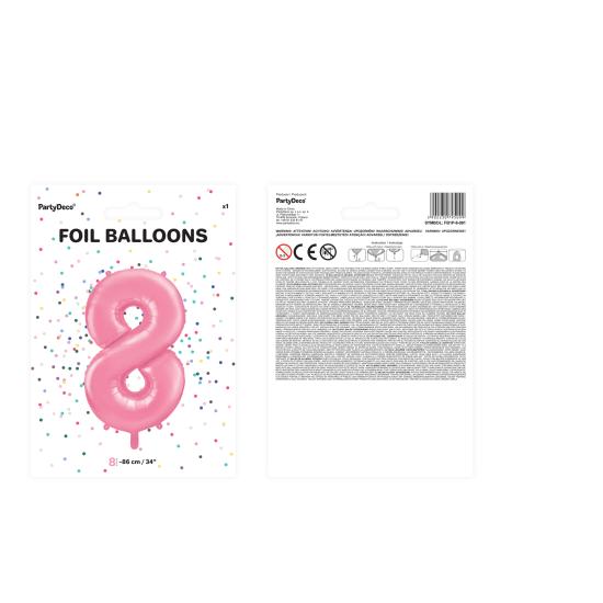 Globo foil "8" en rosa 86 cm