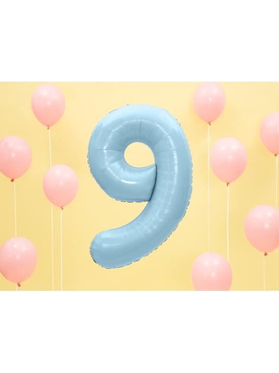 Globo foil "9" en azul claro 86 cm