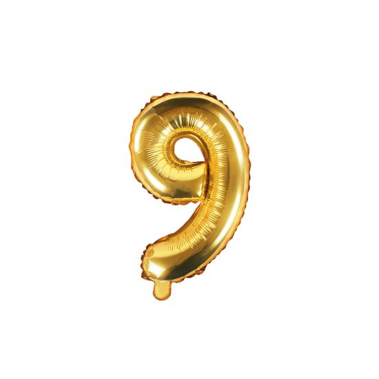 Globo foil "9" en dorado 35 cm