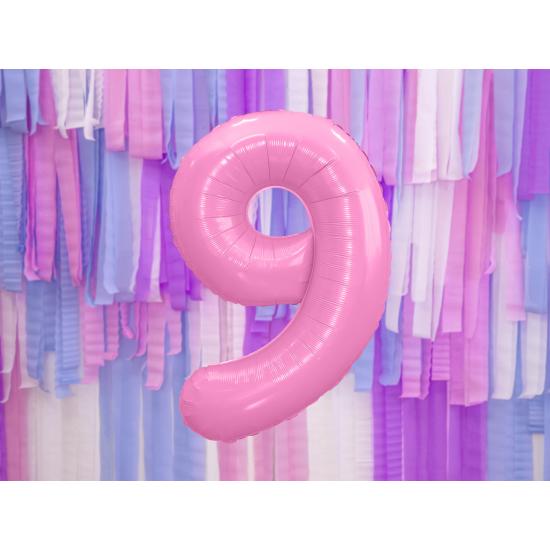 Globo foil "9" en rosa 86 cm