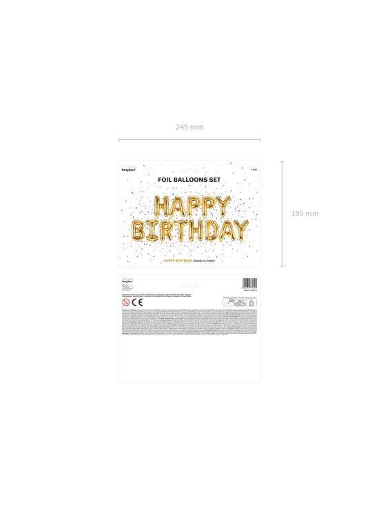 Globo foil "Happy Birthday" dorado