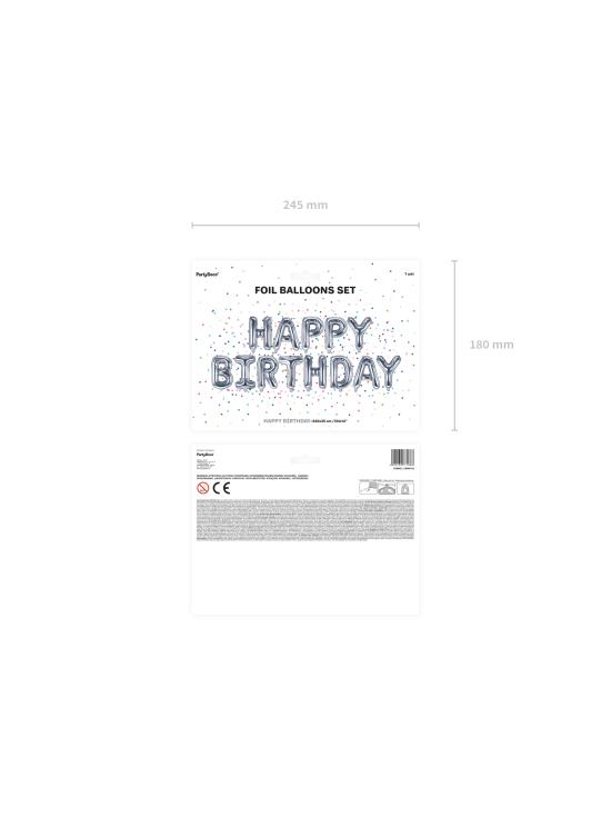 Globo foil "Happy Birthday" plateado