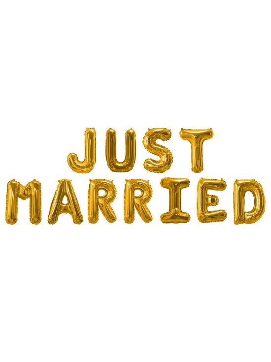 Globo foil "Just married" en dorado - Glitz & Glamour Black & Gold