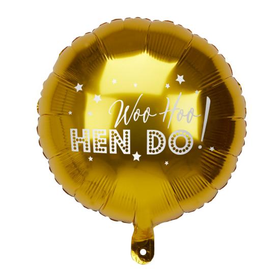 Globo foil en dorado "Woo Hoo Hen Do" - Woo Hoo Hen Do