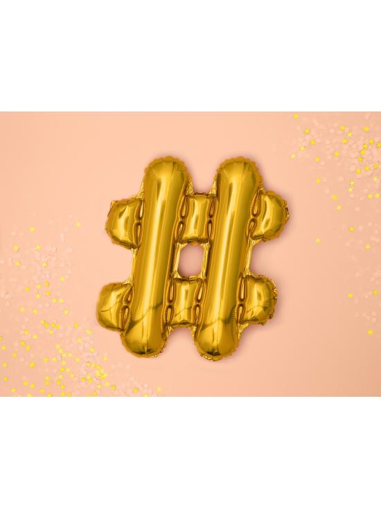 Globo foil hashtag dorado