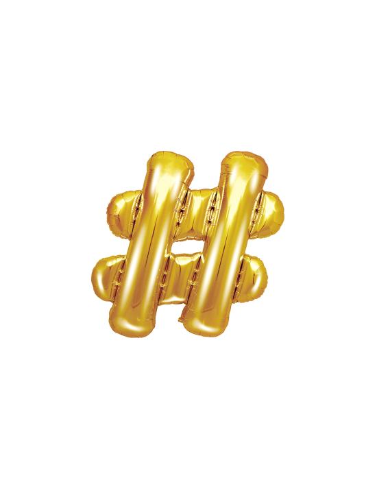 Globo foil hashtag dorado