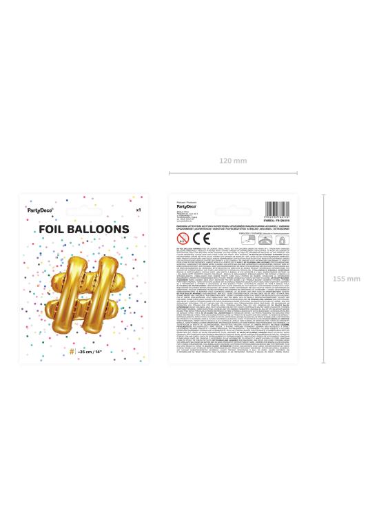 Globo foil hashtag dorado