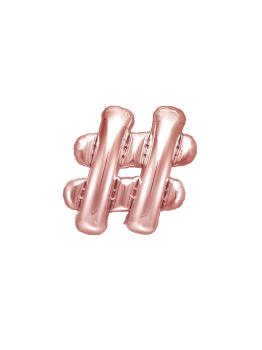 Globo foil hashtag rosa dorado